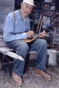 Fred Smith playing the mandolin. Photo: Schwalbach family, date unknown