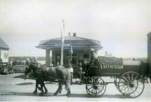 Fred Smith and horse team in Phillips parade. Photographer and date unknown.